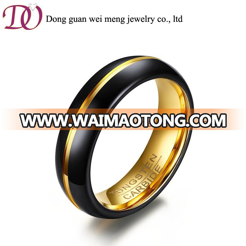 Black and Gold Tungsten Ring Men′s Fashion Jewelry Ring