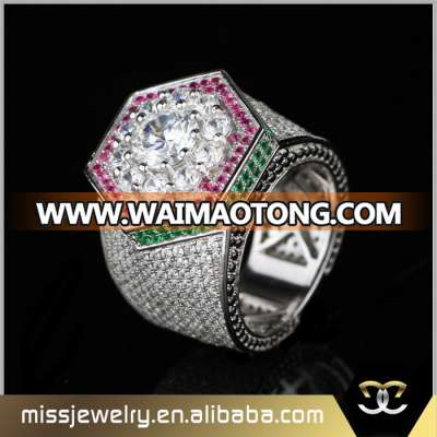 Ice Stacked Gold CZ Micro Pave Mens Rings