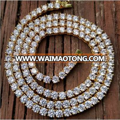 18K Gold One Row Diamond Tennis Chain Necklace Mjcn056