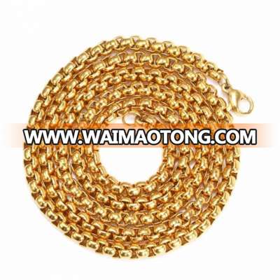 Hip Hop 18K Gold Round Box Chain Necklace Mjcn004