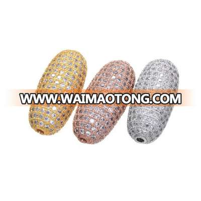 Wholesale Loose Oval CZ Micro Pave Men Beads