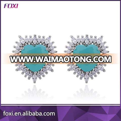 Latest Gold Zirconia Semi Joia Jewellery Designs Stud Earring