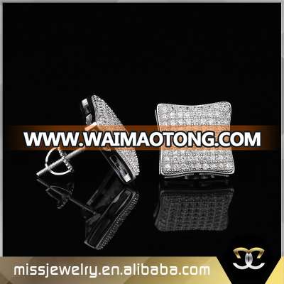 Daily Wear Square 14K Gold Diamond Earrings for Men Mjce032