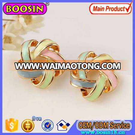 Colorful Ribbon Gold Earring, Alloy Ear Stud Earring for Women #B136