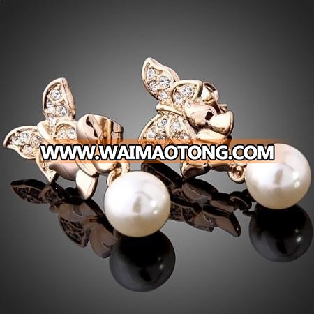 Famous Austria Crystal Jewelry Brand Top Quality Gold Plated Designer Pearl Earrings